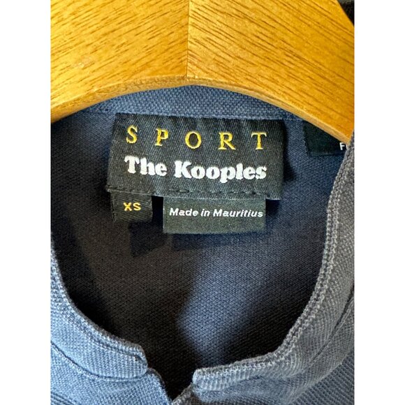 The Kooples Shirt Men XS Blue Cotton‎ Pique Logo Fitted Officer Collar Polo - Picture 7 of 12